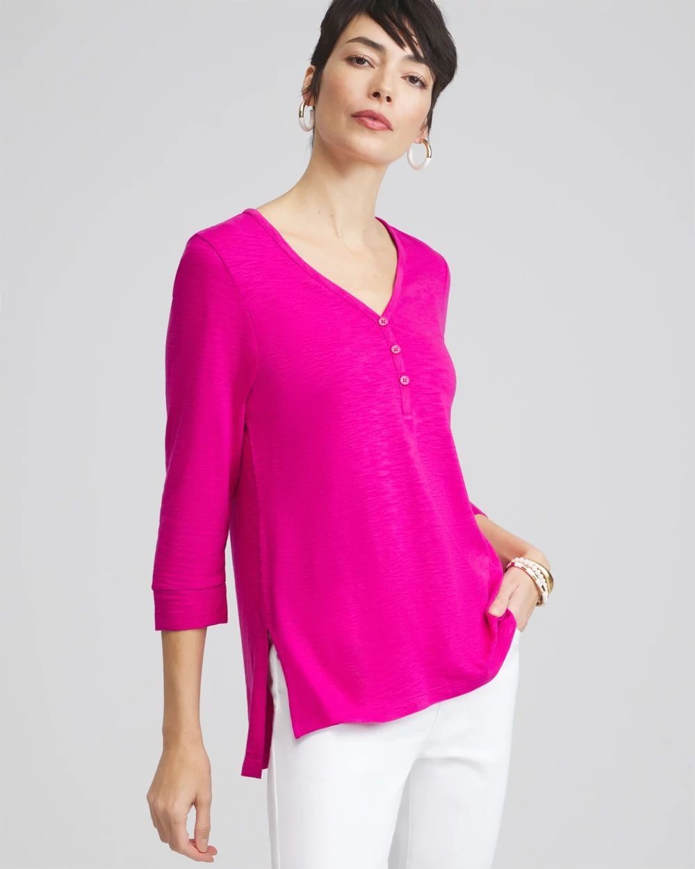 Henley Side Slit Tunic