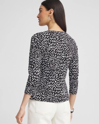 Dot Print 3/4 Sleeve Perfect Tee