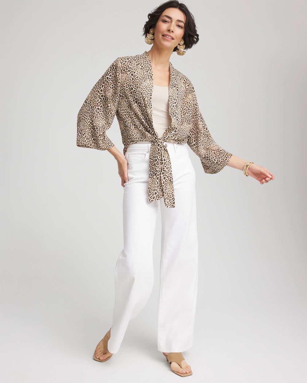 Animal Print Tie-Front Kimono
