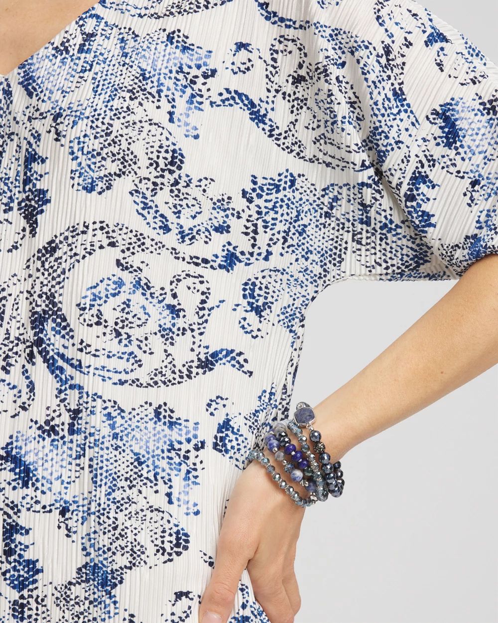 Snakeskin Print Crinkle Elbow Sleeve Tee
