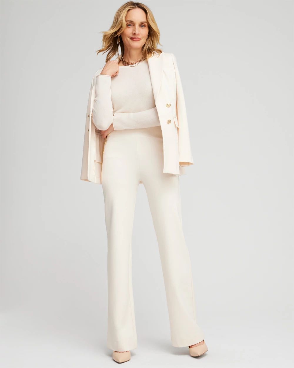 Ponte Button Flare Pants