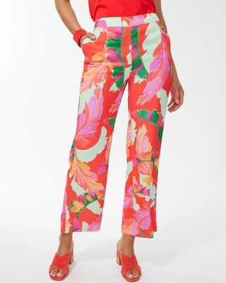 Foliage Print Wide Leg Soft Crops