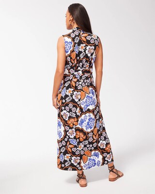 Floral Pleat Front Maxi Dress