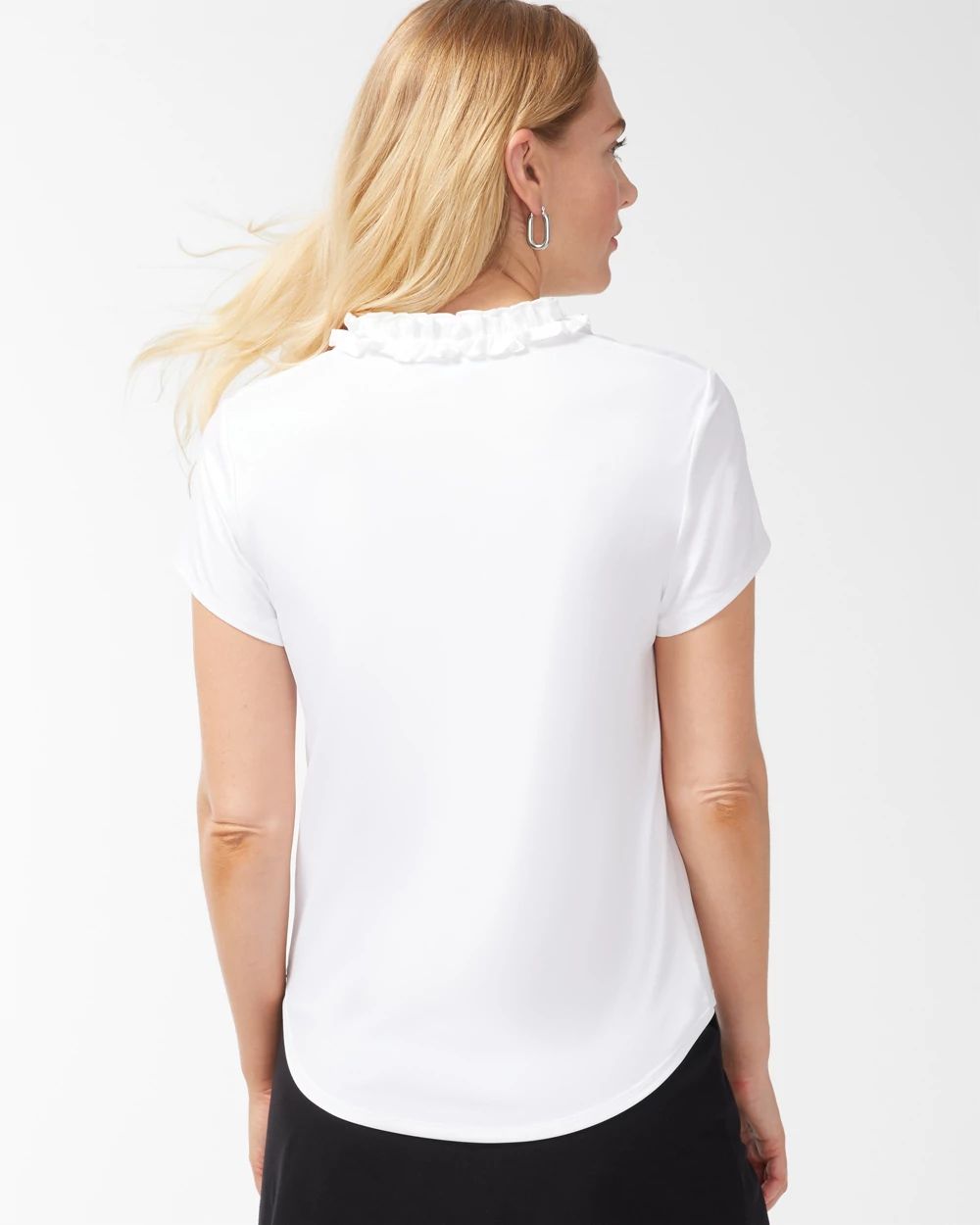 Zenergy UPF White Ruffle Neck Top