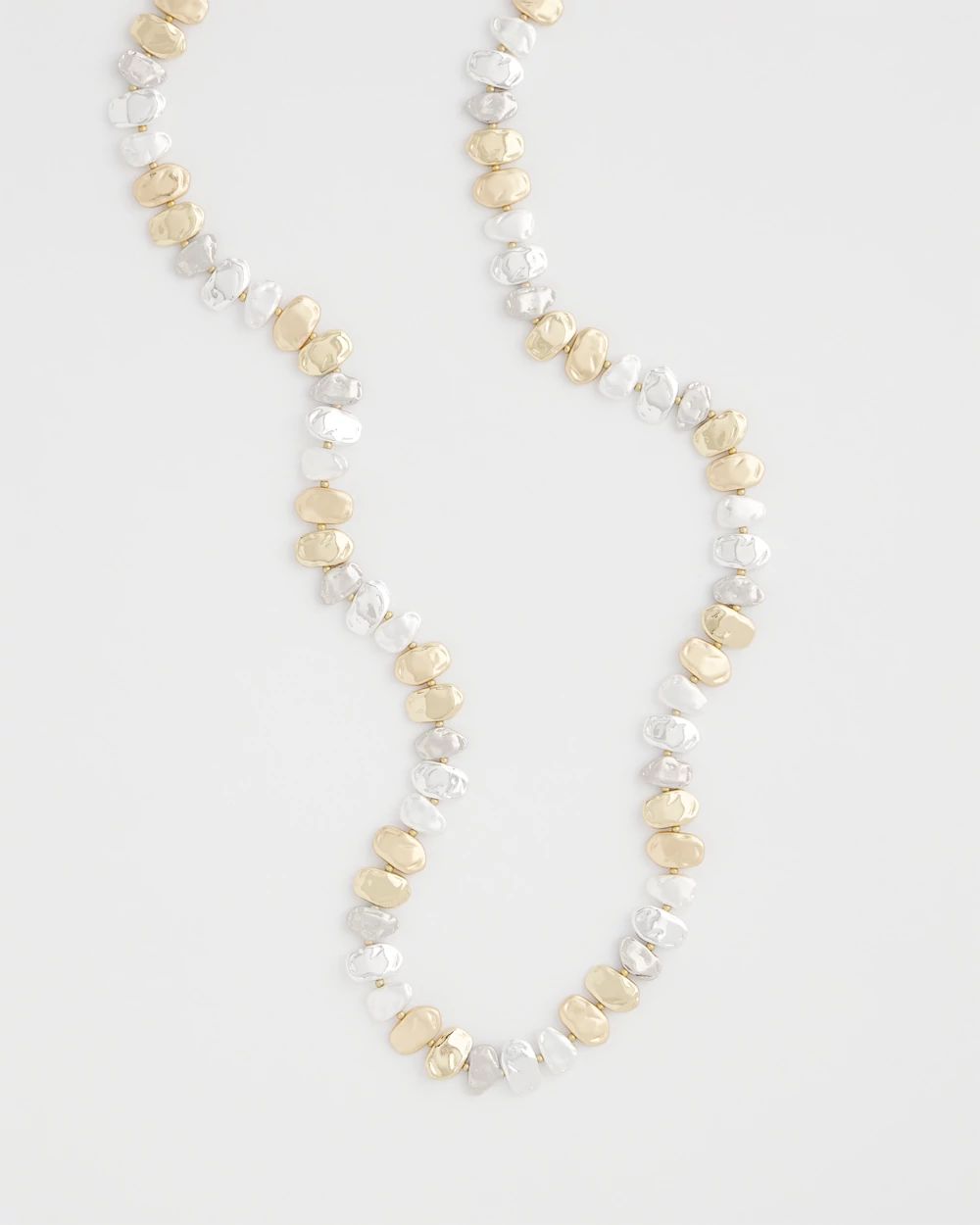 Mixed Metal Long Single Strand Necklace click to view larger image.