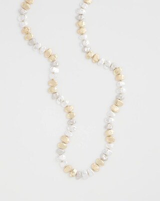Mixed Metal Long Single Strand Necklace click to view larger image.