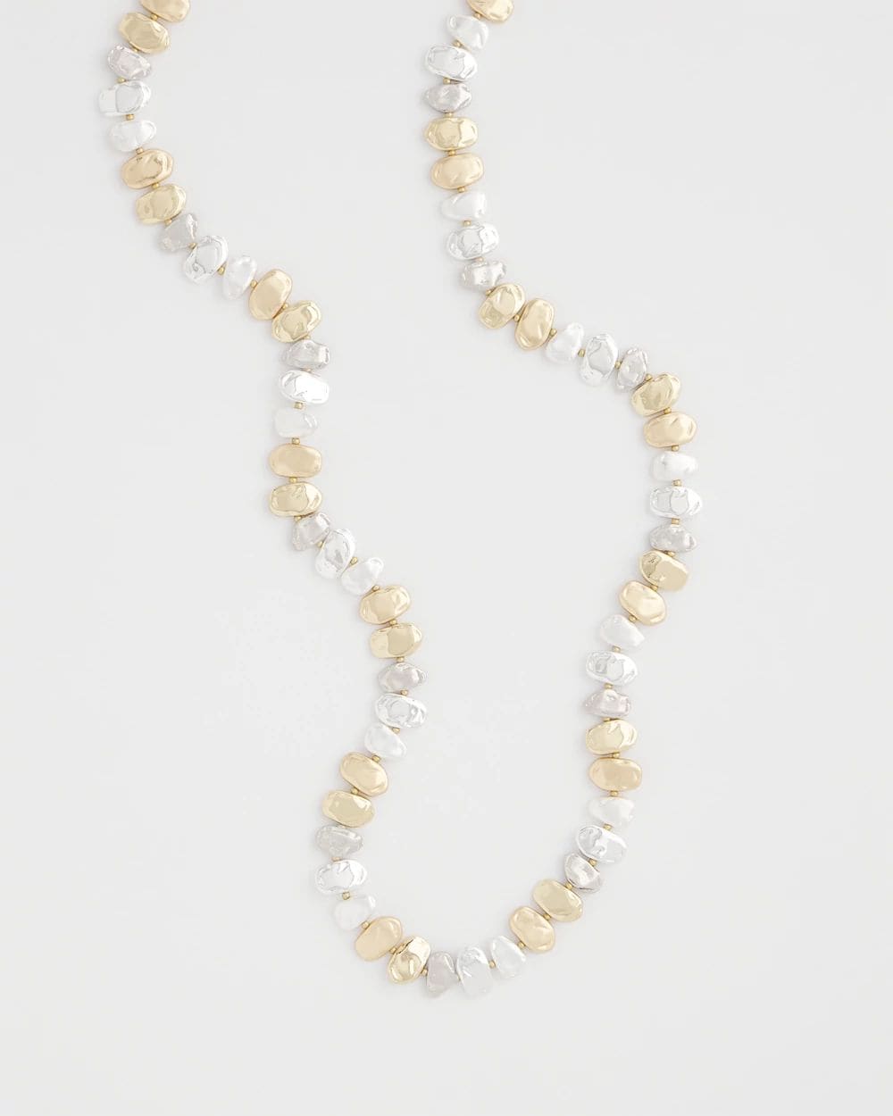 Mixed Metal Long Single Strand Necklace