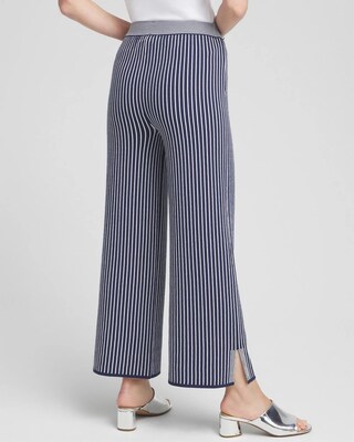Stripe Wide Leg Sweater Cropped Pants click to view larger image.