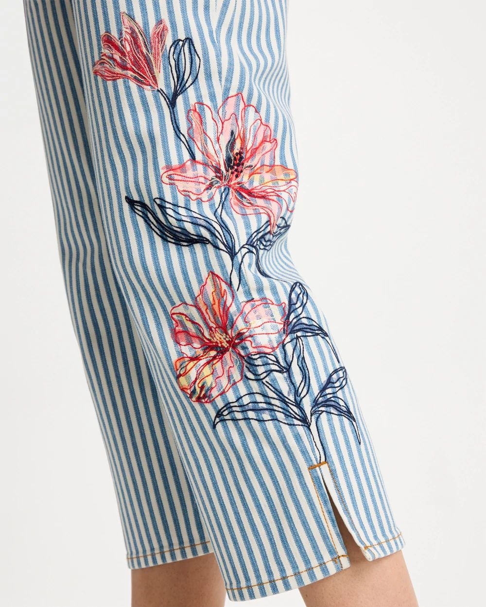 Girlfriend Slim Striped Capri Jeans