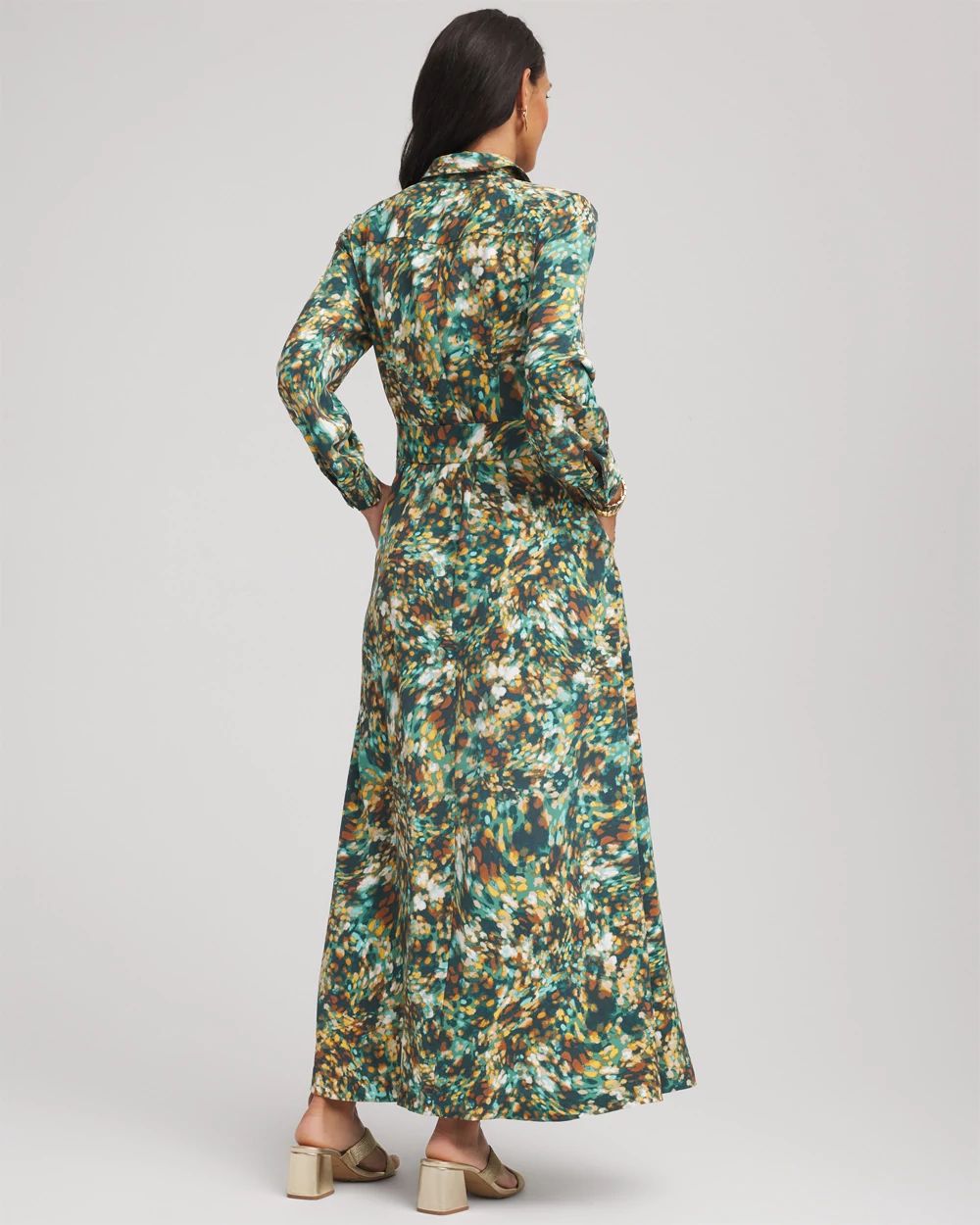 Printed Long-Sleeved Shirtdress