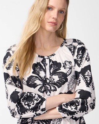 Poplin Balloon Sleeve Floral Midi Dress