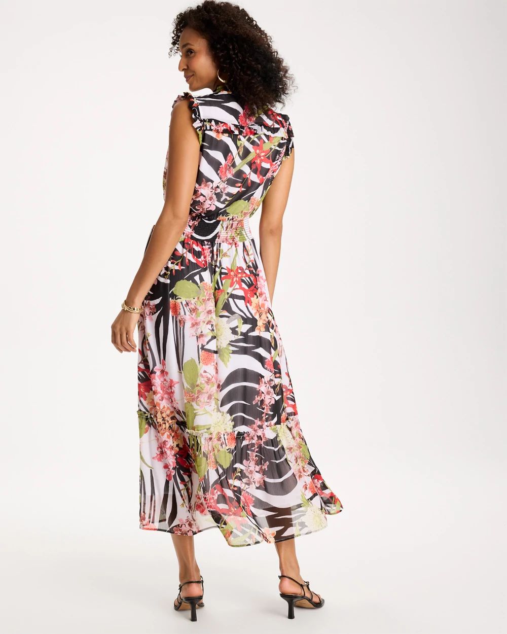 Crinkle Chiffon Animal Print Dress