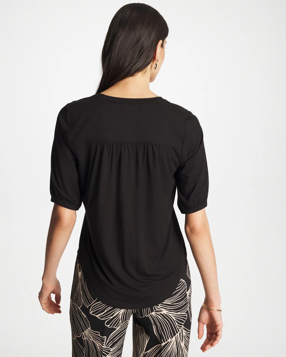Shirred Elbow Sleeve Tee