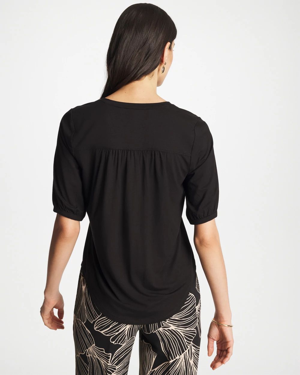 Shirred Elbow Sleeve Tee click to view larger image.
