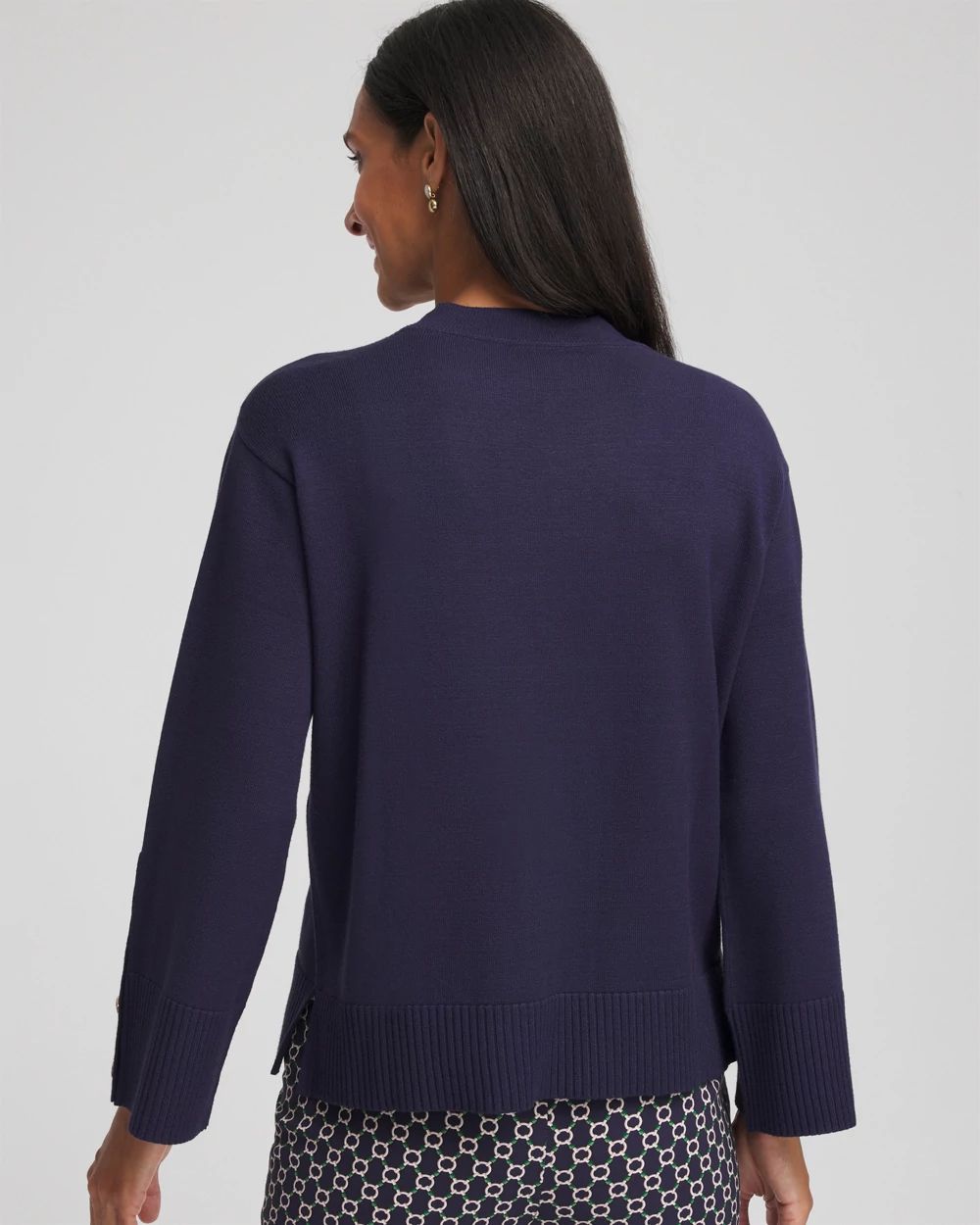 Button Sleeve Crewneck Pullover