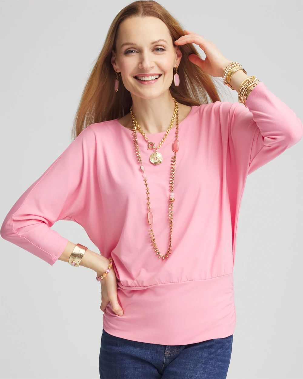Touch of Cool™ Ruched Banded-Hem Top