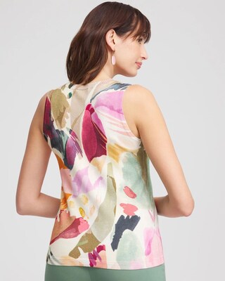 Floral Sleeveless V-Neck Sweater Tank click to view larger image.