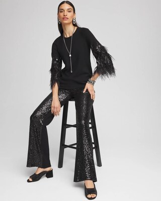 Feather Sequin Pullover Sweater click to view larger image.