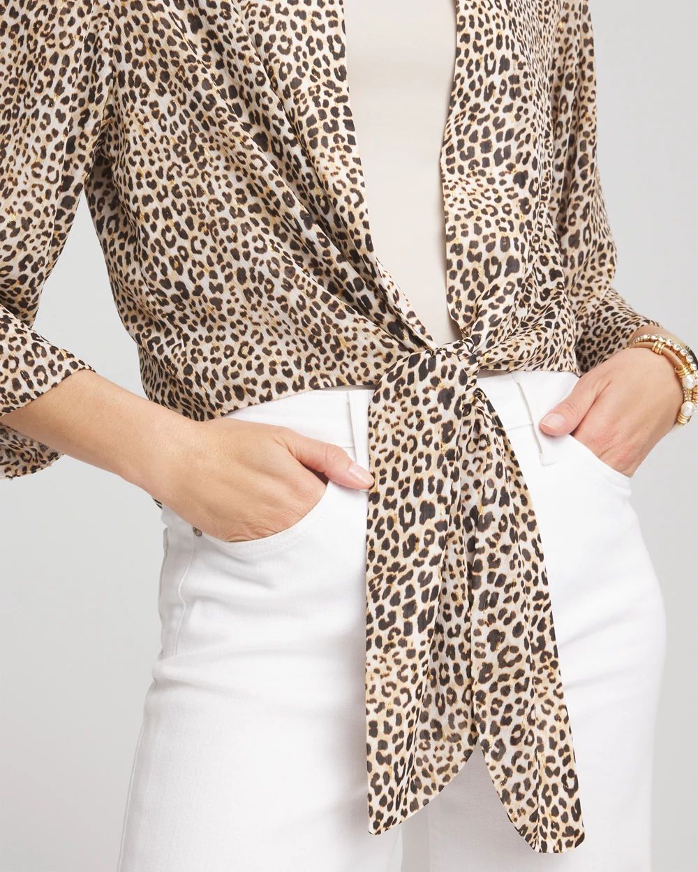 Animal Print Tie-Front Kimono