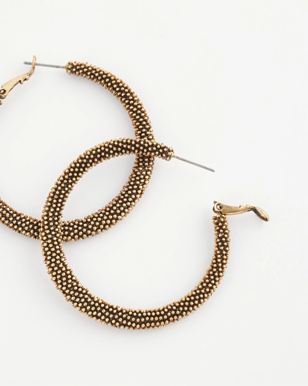 No Droop® Golden Beaded Hoop Earrings