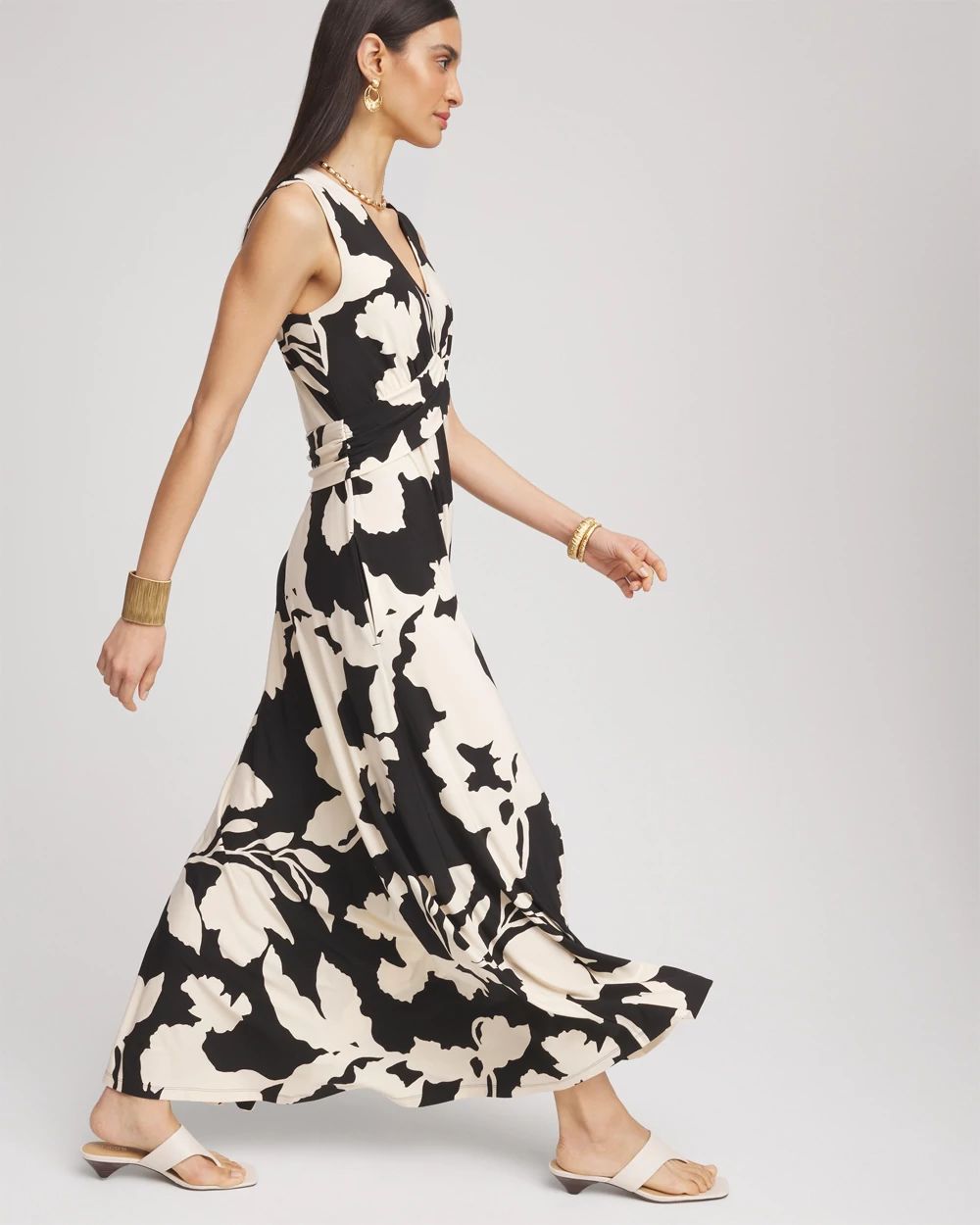 Floral Ruched Jersey Maxi Dress