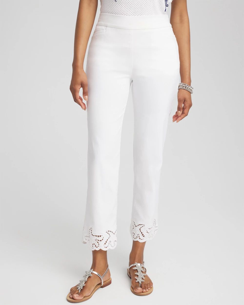 Petite Brigitte™ Cutwork-Hem Cropped Pants
