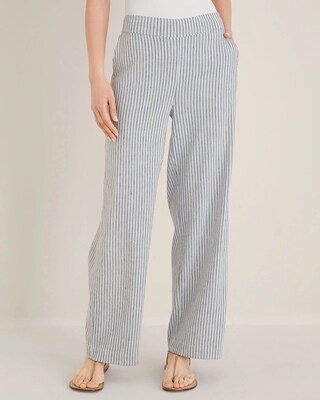 Railroad-Stripe Wide-Leg Pants