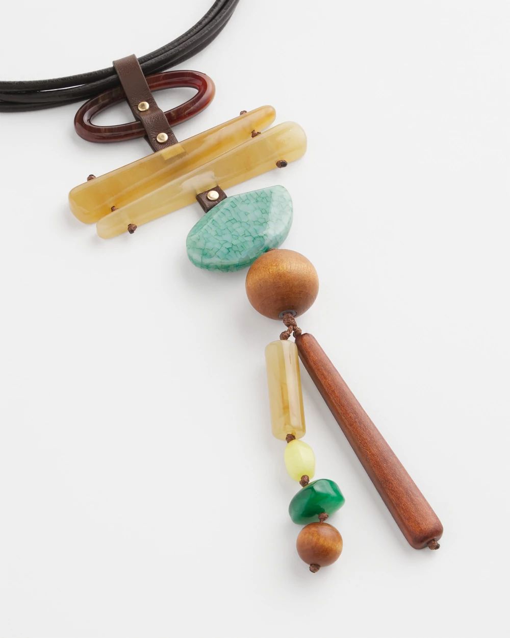 Leather Y-Drop Pendant Necklace