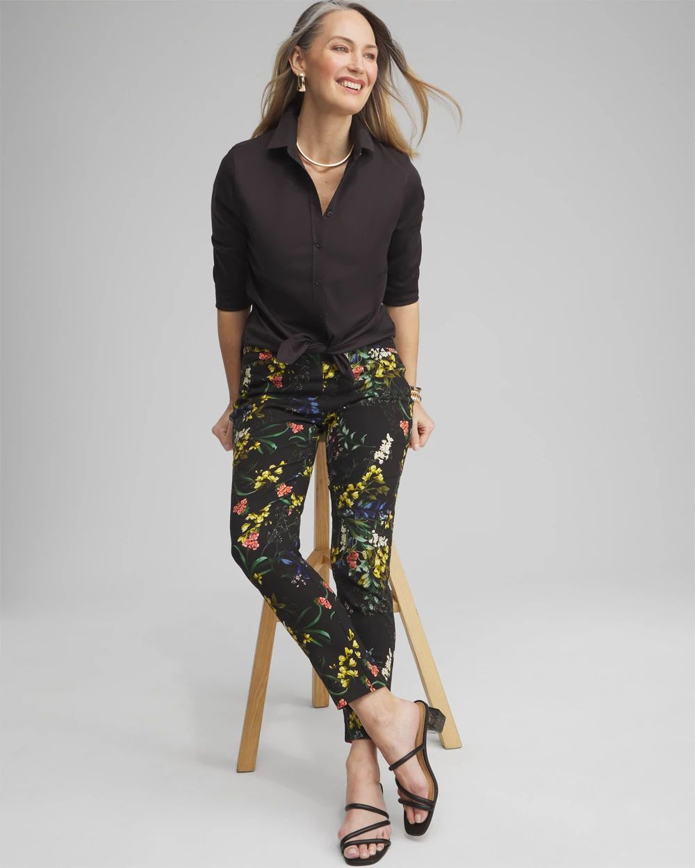 Petite Brigitte Floral Ankle Pants click to view larger image.
