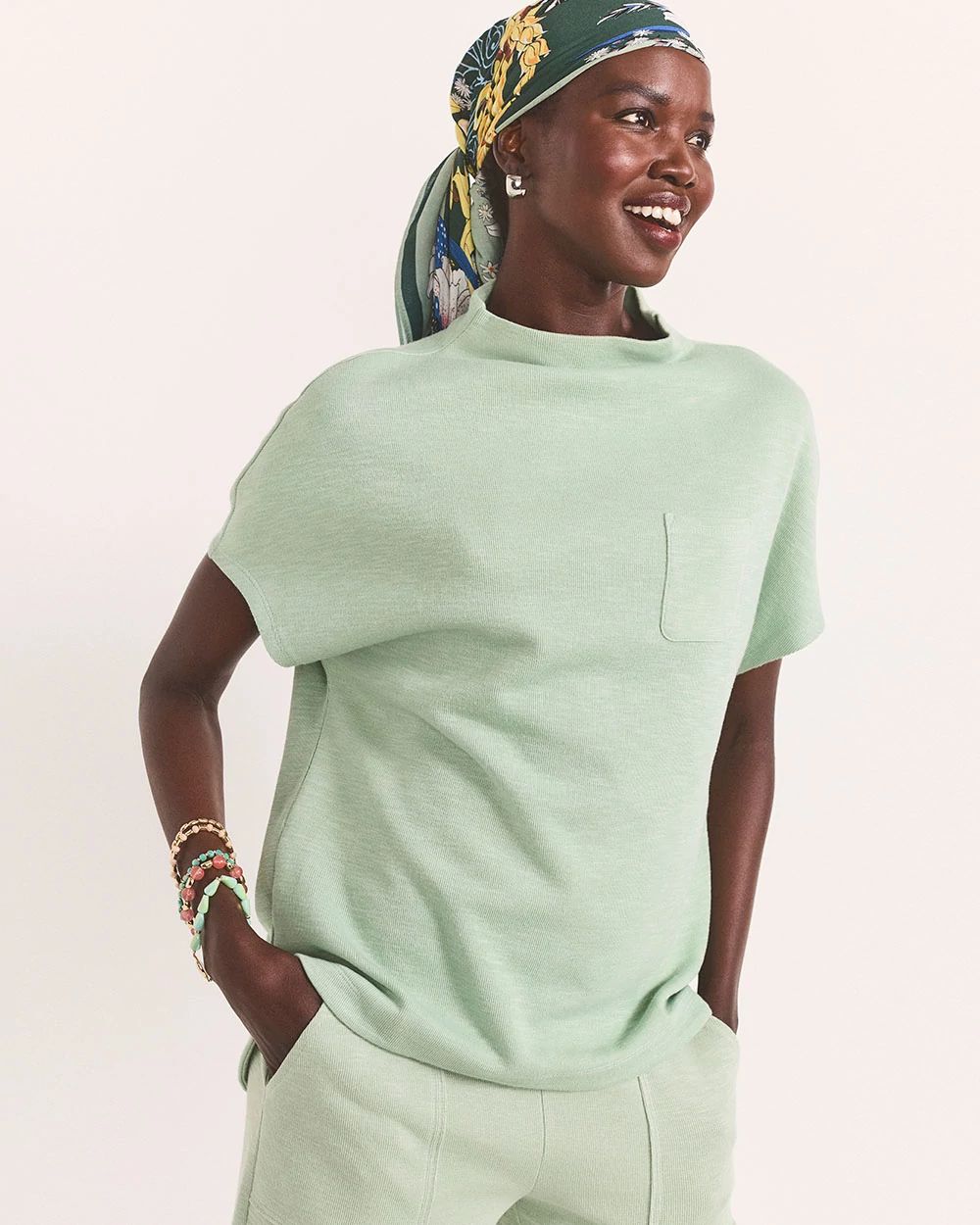 Zenergy® Beach Slub Funnel Neck Pullover Top