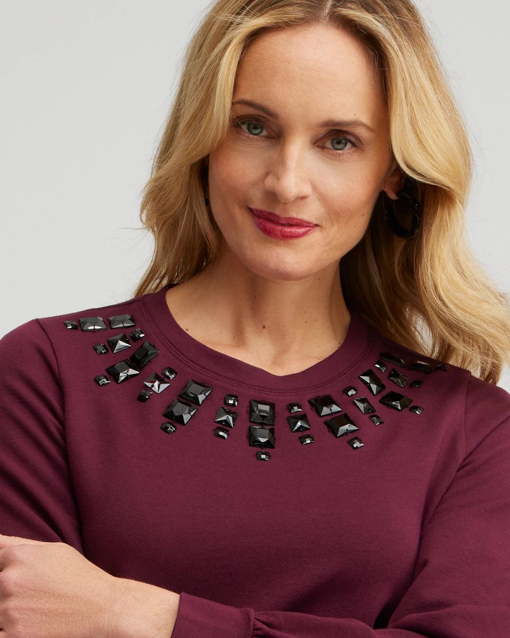 Zenergy® Rhinestone Neck Sweatshirt