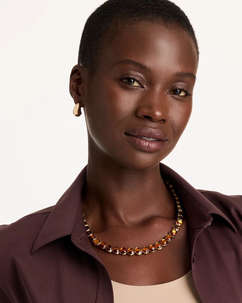 Short Orange Collar Necklace click to view larger image.