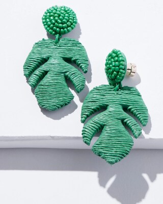 Beaded Leaf Drop Earrings