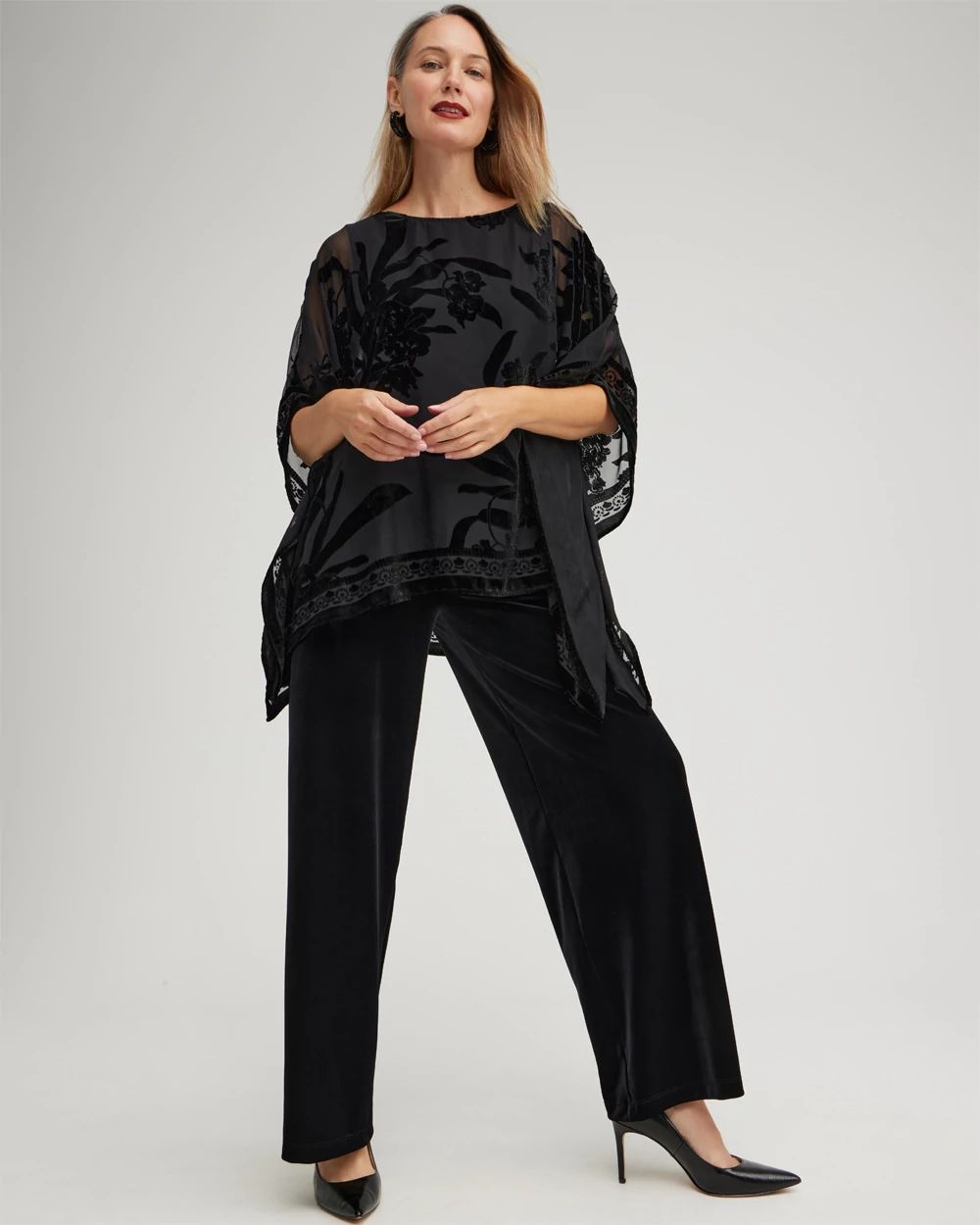 Travelers Collection Velvet Wide Leg Pants click to view larger image.