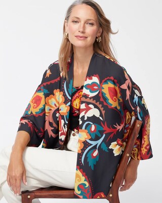 Paisley Print Short Kimono