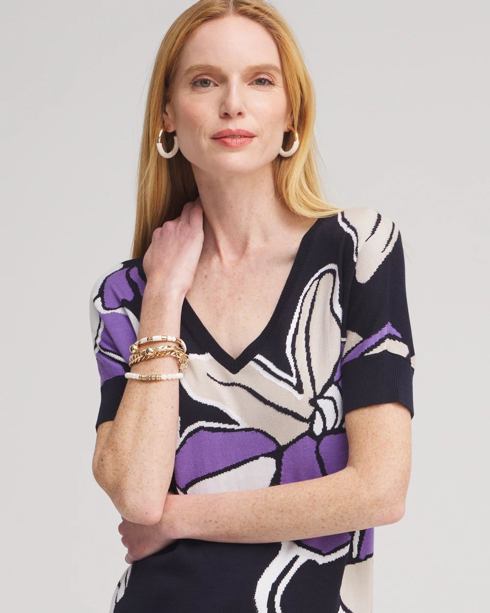 Floral Dolman Pullover Sweater click to view larger image.