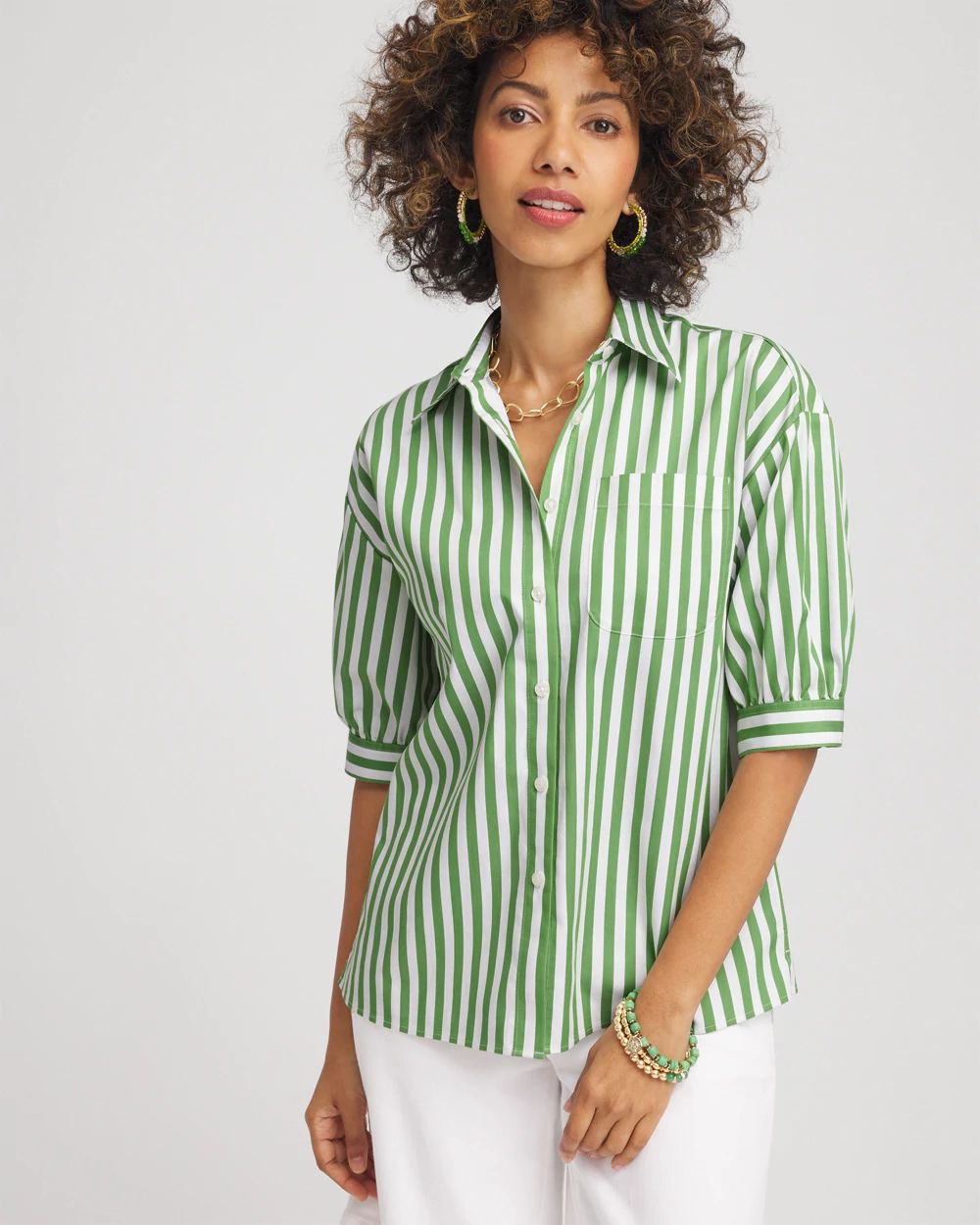 No Iron™ Short Striped Shirt
