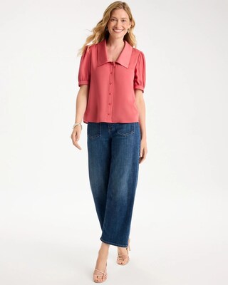 Satin Peter Pan Collar Blouse click to view larger image.