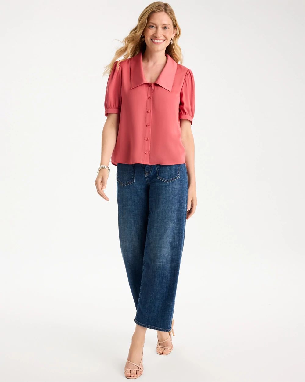 Satin Peter Pan Collar Blouse click to view larger image.