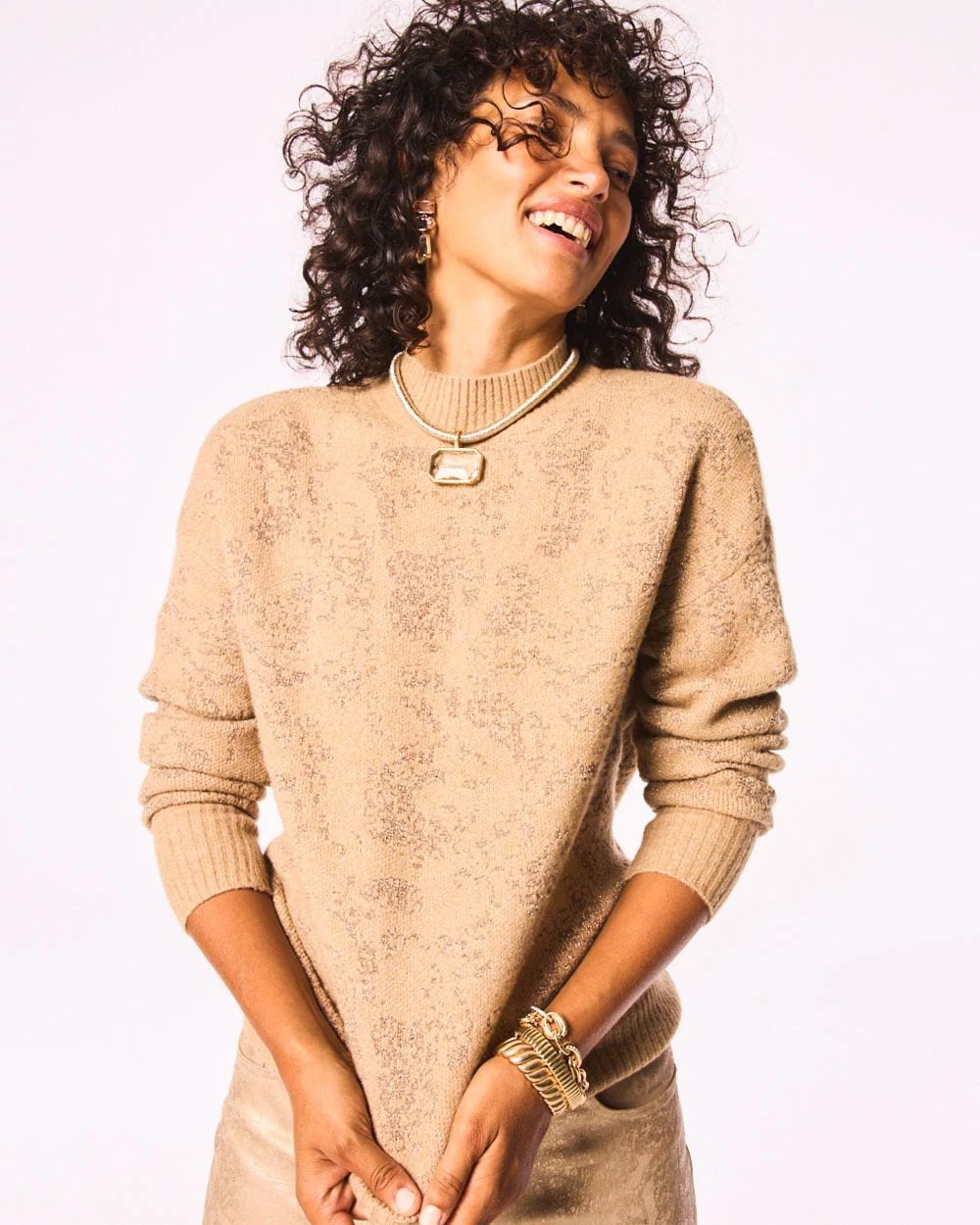 Jacquard Mockneck Pullover
