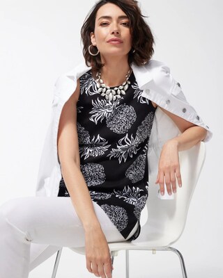 Pima Pineapple Print Pocket Tunic