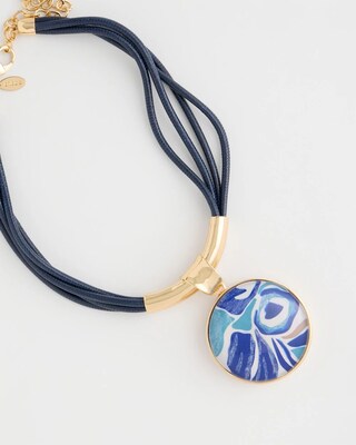 Handpainted Corded Pendant Necklace click to view larger image.