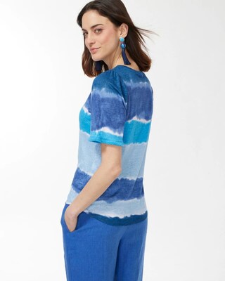 Linen Fringe Sleeve Tie Dye Tee