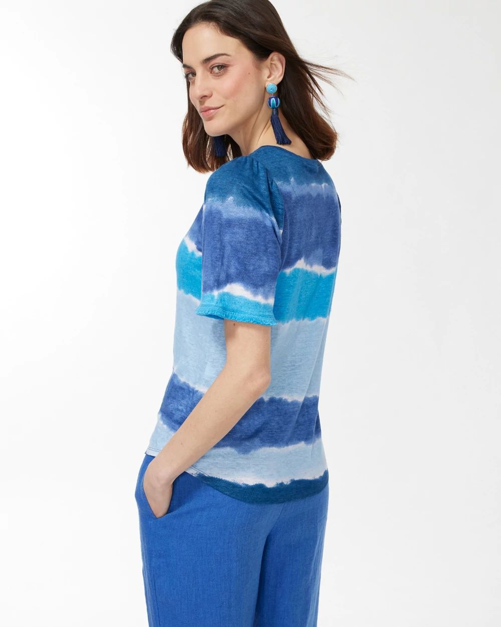 Linen Fringe Sleeve Tie Dye Tee