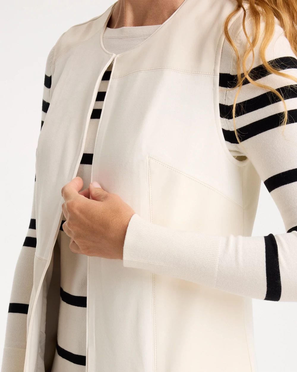 Faux Suede Ponte Long Vest click to view larger image.