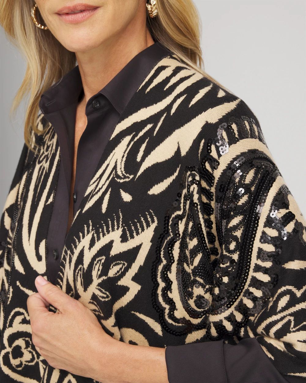 Embellished Paisley Sweater Ruana