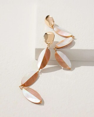 Shell and Gold Tone Linear Earrings