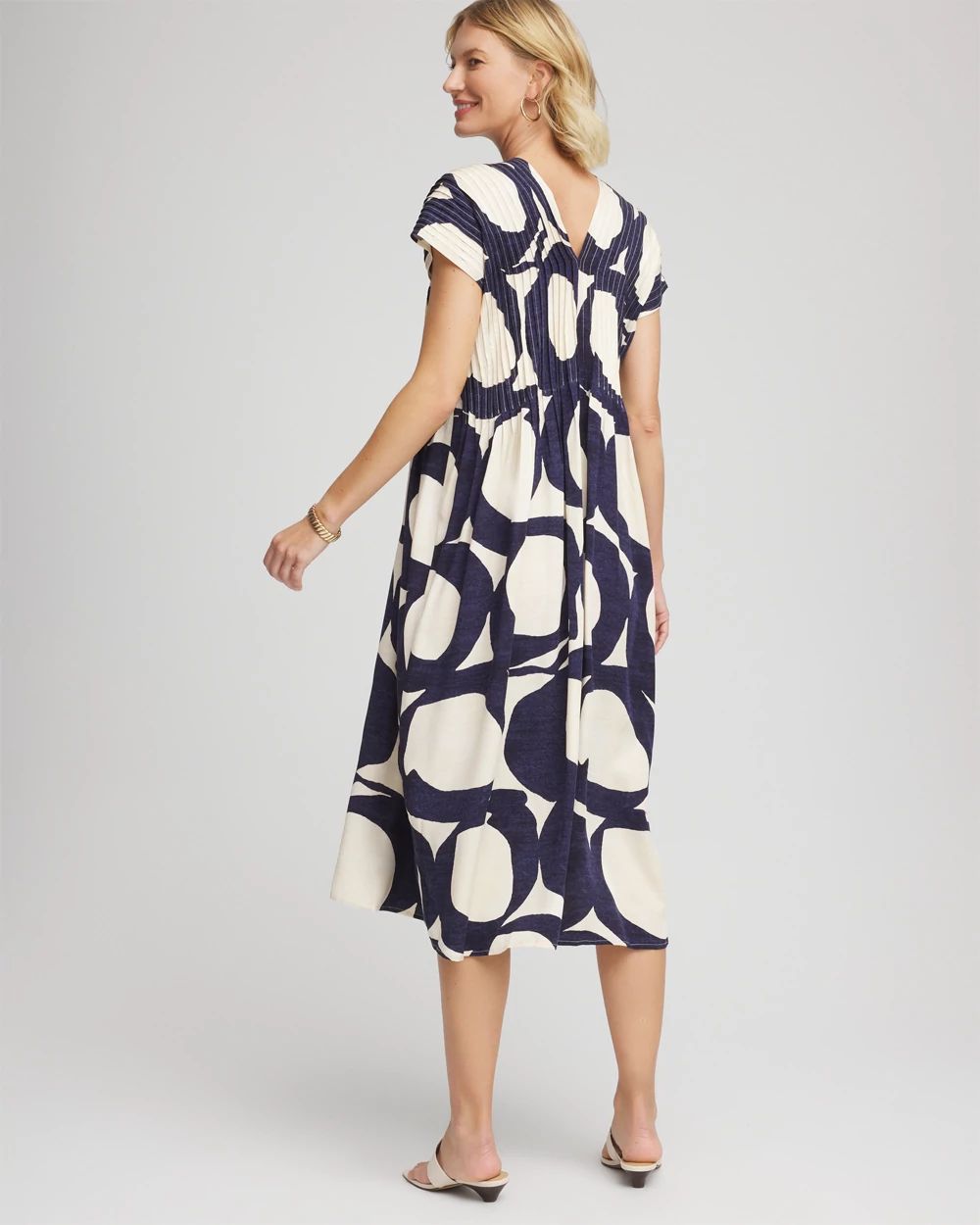 Printed Silk-Twill Popover Midi Dress click to view larger image.