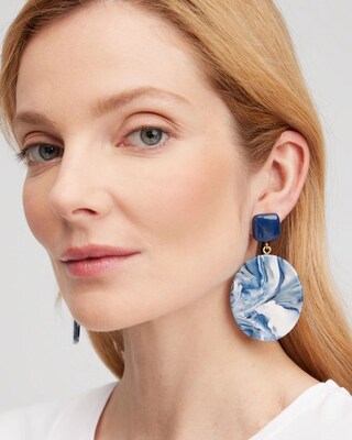 Blue Tie Dye Drop Earrings