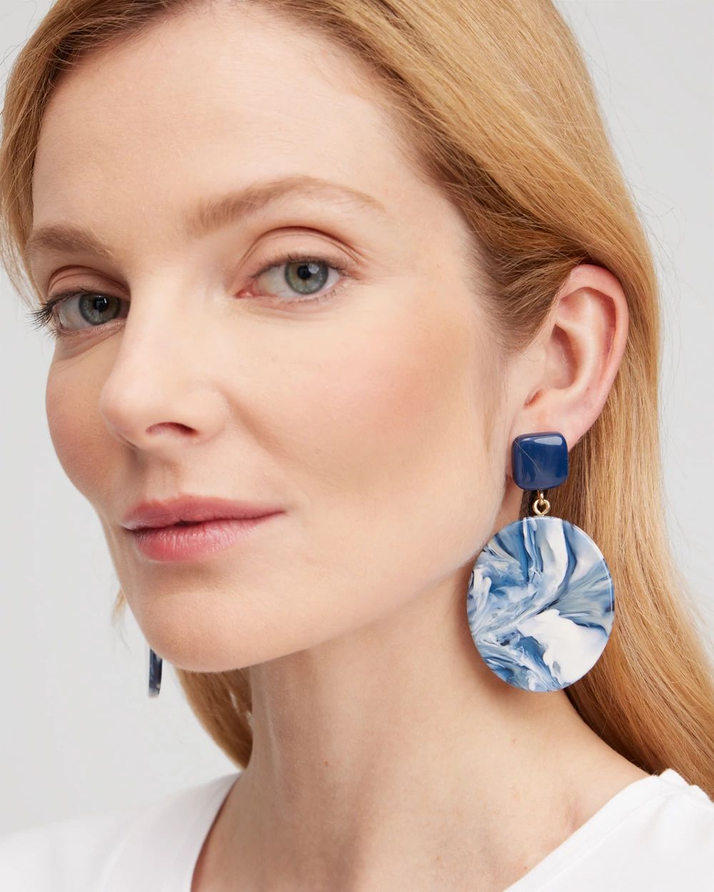Blue Tie Dye Drop Earrings